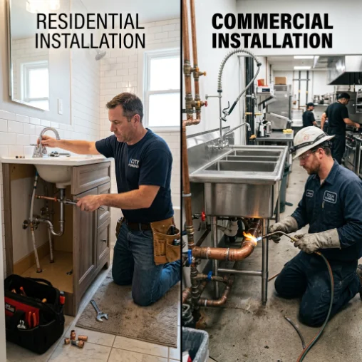 residential plumber fixture vs commericial